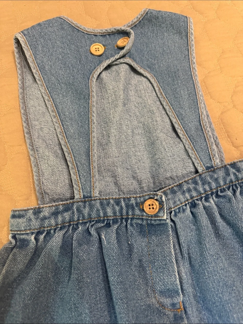 The Simple Folk Kids Light Blue Denim Pinafore Romper 100% Cotton - Picture 4 of 6